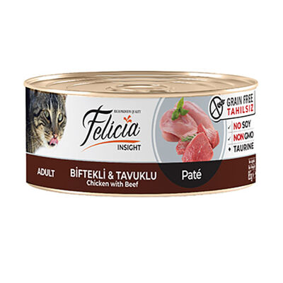 Felicia Kıyılmış Biftekli ve Tavuklu Tahılsız Yetişkin Kedi Konservesi 85 Gr