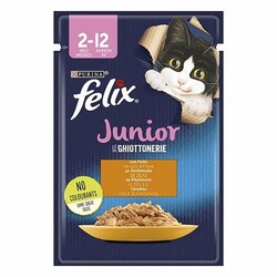 Felix - Felix Pouch Junior Tavuklu Yavru Kedi Konservesi 26 Adet 85 Gr 