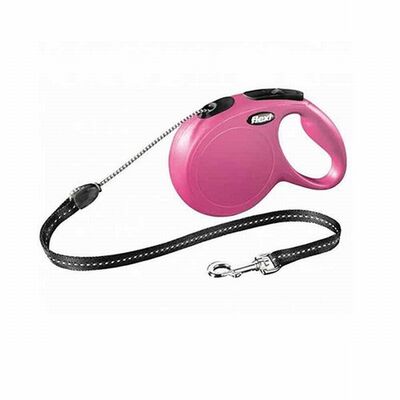 Flexi New Classic Otomatik İp Köpek Gezdirme Tasması Medium 5 Mt Pembe 