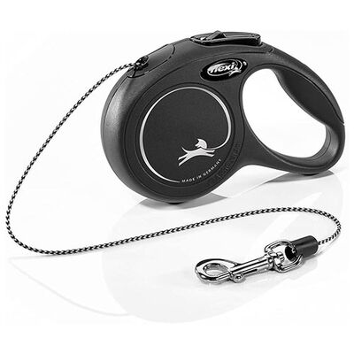 Flexi New Classic Otomatik İp Köpek Gezdirme Tasması XSmall 3 Mt Siyah 