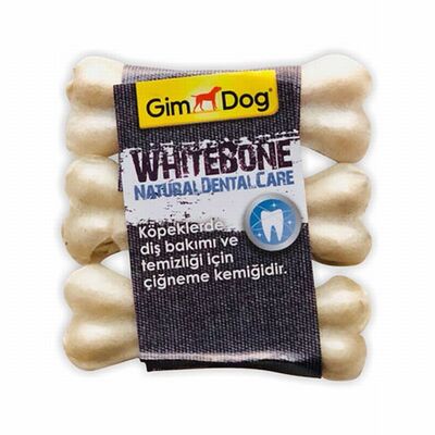GimDog Mordimi Beyaz Press Kemik Köpek Ödülü 3'lü 9 Cm 
