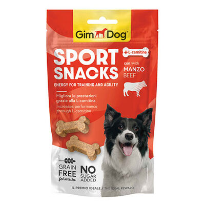 GimDog Sportsnacks Sığır Etli ve L-Carnitinli Tahılsız Köpek Ödülü 60 Gr 