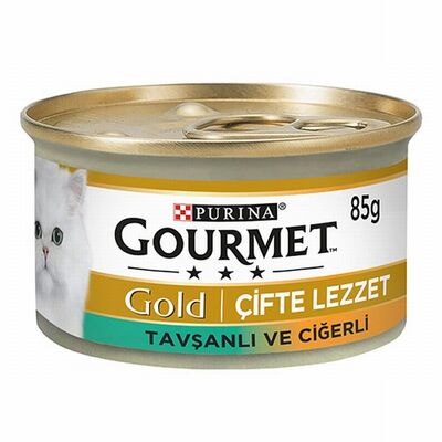 Gourmet Gold Çifte Lezzet Ciğerli Tavşanlı Yetişkin Kedi Konservesi 12 Adet 85 Gr 