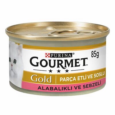Gourmet Gold Parça Etli Soslu Alabalık Sebzeli Yetişkin Kedi Konservesi 12 Adet 85 Gr 