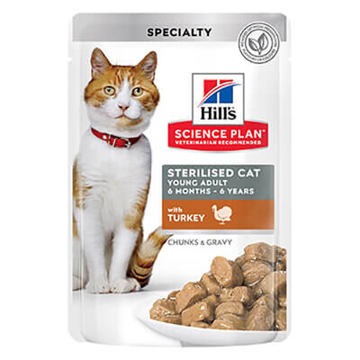 Hill’s SCIENCE PLAN Chunks Gravy Pouch Sterilised Hindili Kısırlaştırılmış Kedi Konservesi 85 Gr
