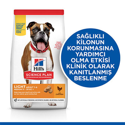Hill’s SCIENCE PLAN Adult Light Medium Chicken Orta Irk Tavuklu Light Köpek Maması 2,5 Kg 