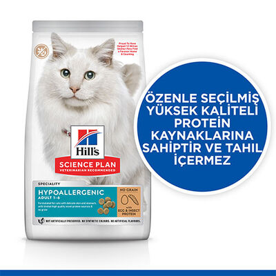 Hill’s SCIENCE PLAN Hypoallergenic Yumurta ve Böcek Proteinli Tahılsız Yetişkin Kedi Maması 7 Kg 