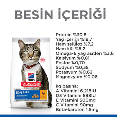 Hill’s SCIENCE PLAN Oral Care Chicken Ağız Bakımı Tavuklu Yetişkin Kedi Maması 1,5 Kg 