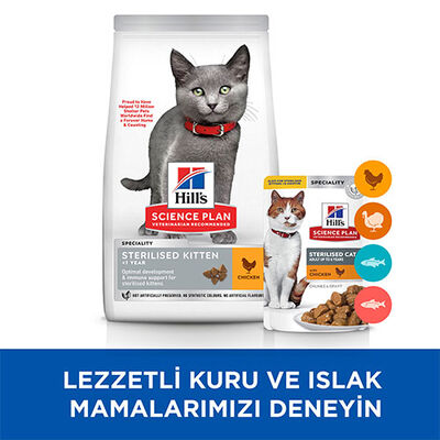 Hill’s SCIENCE PLAN Sterilised Kitten Tavuklu Kısırlaştırılmış Yavru Kedi Maması 3 Kg 