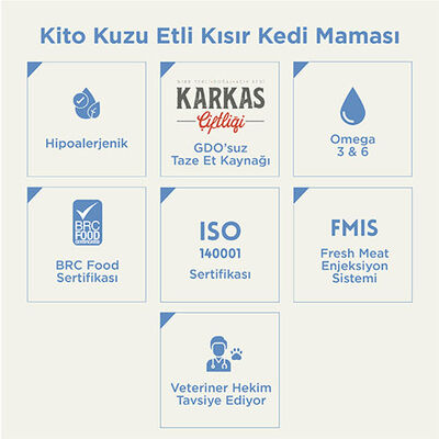 Kito Doğal Besi Kuzu Etli Kısır Kedi Maması 2 Kg 
