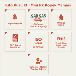 Kito Doğal Besi Kuzu Etli Mini Irk Yetişkin Köpek Maması 2,5 Kg - Thumbnail