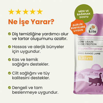 Kito Doğal Besi Kuzu Etli Yavru Kedi Maması 2 Kg 