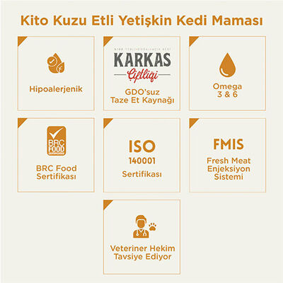 Kito Doğal Besi Kuzu Etli Yetişkin Kedi Maması 2 Kg 