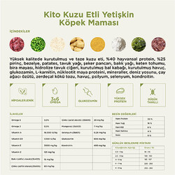 Kito Doğal Besi Kuzu Etli Yetişkin Köpek Maması 2,5 Kg - Thumbnail