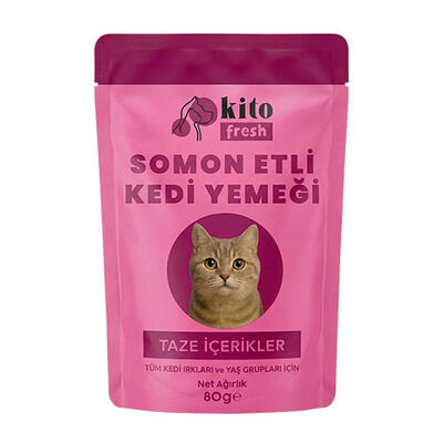 Kito Fresh Somonlu Hipoalerjenik Taze Kedi Yemeği 80 Gr 