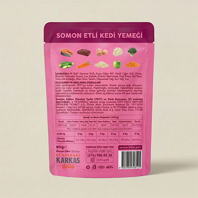 Kito Fresh Somonlu Hipoalerjenik Taze Kedi Yemeği 80 Gr 