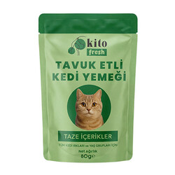 Kito - Kito Fresh Tavuk Etli Hipoalerjenik Taze Kedi Yemeği 80 Gr 