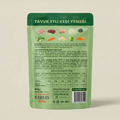 Kito Fresh Tavuk Etli Hipoalerjenik Taze Kedi Yemeği 80 Gr 