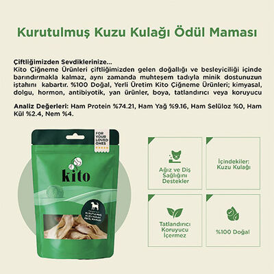 Kito Kurutulmuş Kuzu Kulak Köpek Ödülü 100 Gr 