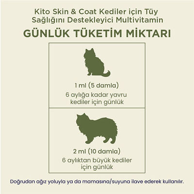 Kito Skin Coat Tüy Sağlığını Destekleyici Kedi Multivitamini 50 ml 