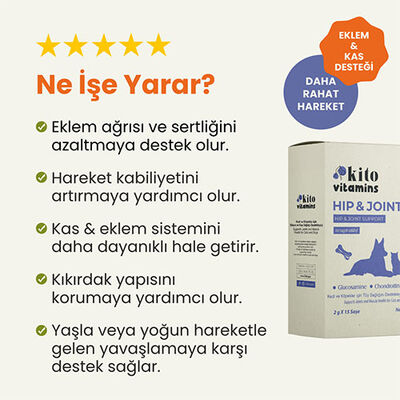 Kito Vitamins Hip & Joint Kedi ve Köpek Eklem Destekleyici Multivitamini 2x15 Gr 