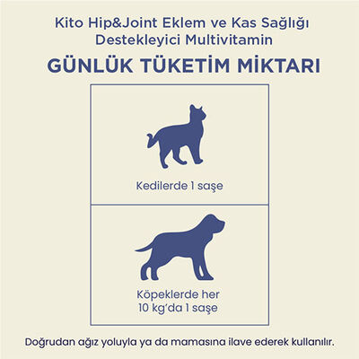 Kito Vitamins Hip & Joint Kedi ve Köpek Eklem Destekleyici Multivitamini 2x15 Gr 