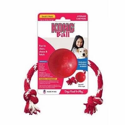 Kong İpli Kauçuk Top Köpek Oyuncağı Small 6,5 Cm 