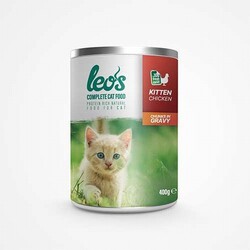Leos - Leos Tavuk Parça Etli Soslu Yavru Kedi Konservesi 24 Adet 400 Gr 
