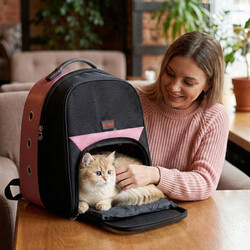 Lepus Astronot Kedi ve Köpek Taşıma Çantası Pembe - Thumbnail