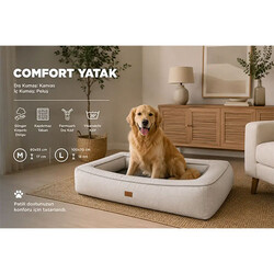 Lepus Comfort Kedi ve Köpek Yatağı Medium Gri 80x55x17 Cm - Thumbnail
