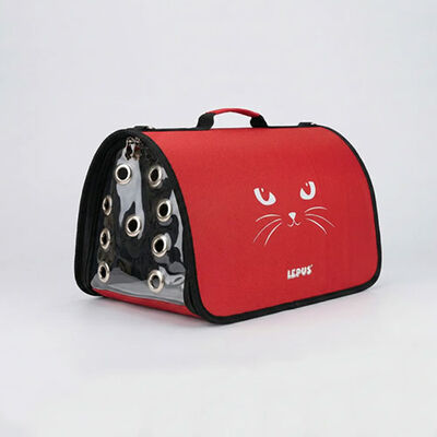 Lepus Fly Bag Kedi Desenli Taşıma Çantası Kırmızı 25x40x25 Cm 
