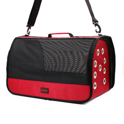 Lepus Kedi Köpek Çantası Mesh Bag Kırmızı 28x45x28 Cm - Thumbnail