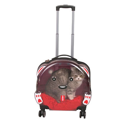 Lepus Şeffaf Tekerlekli Kedi Köpek Taşıma Valizi Çekçekli Büyük Model Pembe 