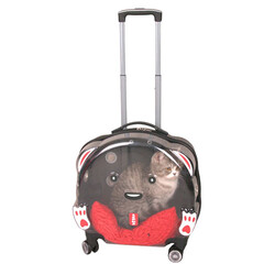 Lepus Şeffaf Tekerlekli Kedi Köpek Taşıma Valizi Çekçekli Büyük Model Siyah - Thumbnail