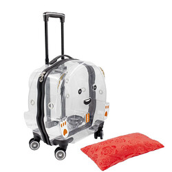 Lepus Wheel Bag Tekerlekli Şeffaf Kedi ve Köpek Taşıma Çantası 42x44x23 Cm - Thumbnail