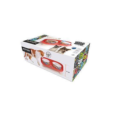 M-Pets Altitude Urban Style Standlı İkili Kedi ve Köpek Mama ve Su Kabı Kırmızı 450 Ml 