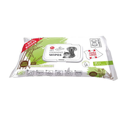 M-Pets Bamboo XL Kedi ve Köpek Temizleme Mendili 28 x 18 cm 30'lu 