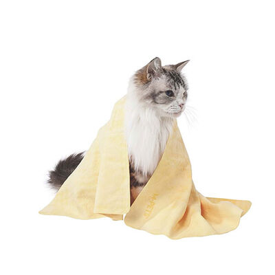 M-Pets Bathtime Hızlı Kuruyan Kedi ve Köpek Havlusu Sarı 64x43 Cm 