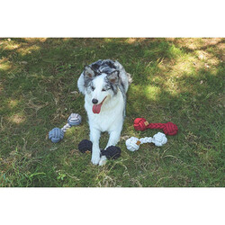 M-Pets Coto Beyaz Duo Ball Örgü Köpek Oyuncağı 28 Cm - Thumbnail