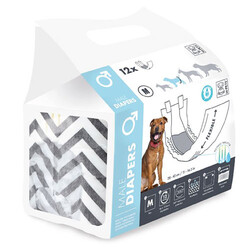 M-Pets - M-Pets Diapers Erkek Köpekler İçin Külot Bez Medium 12 li 20x55 Cm 