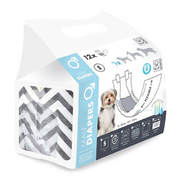 M-Pets - M-Pets Diapers Erkek Köpekler İçin Külot Bez Small 12 li 17,5x42 Cm 