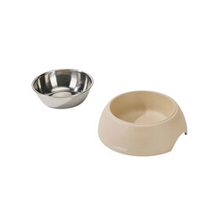 M-Pets Eco Bamboo Küçük Irk Köpek ve Kedi Mama ve Su Kabı Bej 350 Ml - Thumbnail