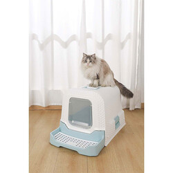 M-Pets Eco Rattan Kapalı Kedi Tuvaleti Mavi 69x42x41 Cm - Thumbnail