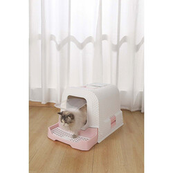M-Pets Eco Rattan Kapalı Kedi Tuvaleti Pembe 69x42x41 Cm - Thumbnail