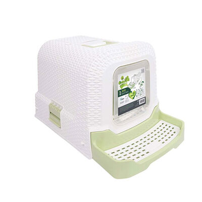 M-Pets Eco Rattan Kapalı Kedi Tuvaleti Yeşil 69x42x41 Cm 