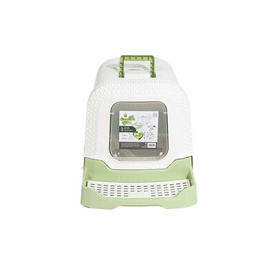 M-Pets Eco Rattan Kapalı Kedi Tuvaleti Yeşil 69x42x41 Cm 