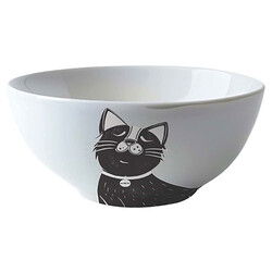 M-Pets - M-Pets Galya Seramik Kedi Mama ve Su Kabı Siyah Beyaz 550 Ml 
