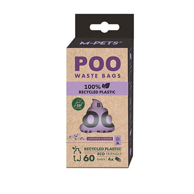 M-Pets Geri Dönüştürülmüş Malzemeden Yapılı Lavanta Kokulu Köpek Dışkı Toplama Poşeti 4x15 Yaprak 