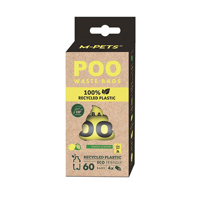 M-Pets Geri Dönüştürülmüş Malzemeden Yapılı Limon Kokulu Köpek Dışkı Toplama Poşeti 4x15 Yaprak 