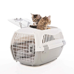 M-Pets Giro Carrier Kedi ve Köpek Taşıma Çantası Bej Beyaz 51,6x32,7x29,6 Cm - Thumbnail